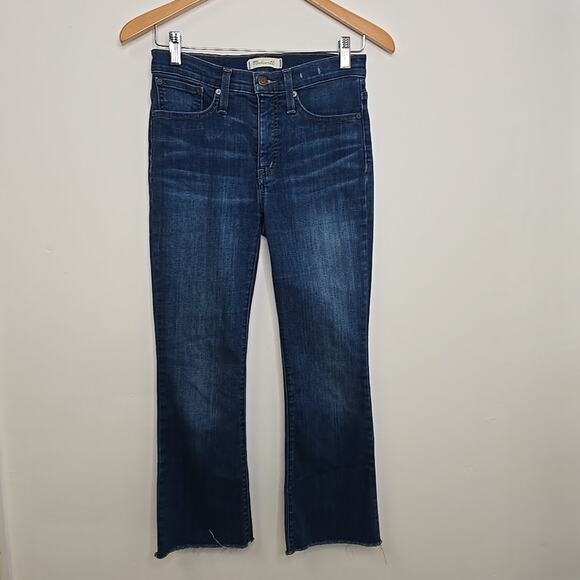 Madewell 26 Cali Demi Boot Jeans Denim Frayed Hem Womens Stretch Mid-Rise Pant - Picture 1 of 12
